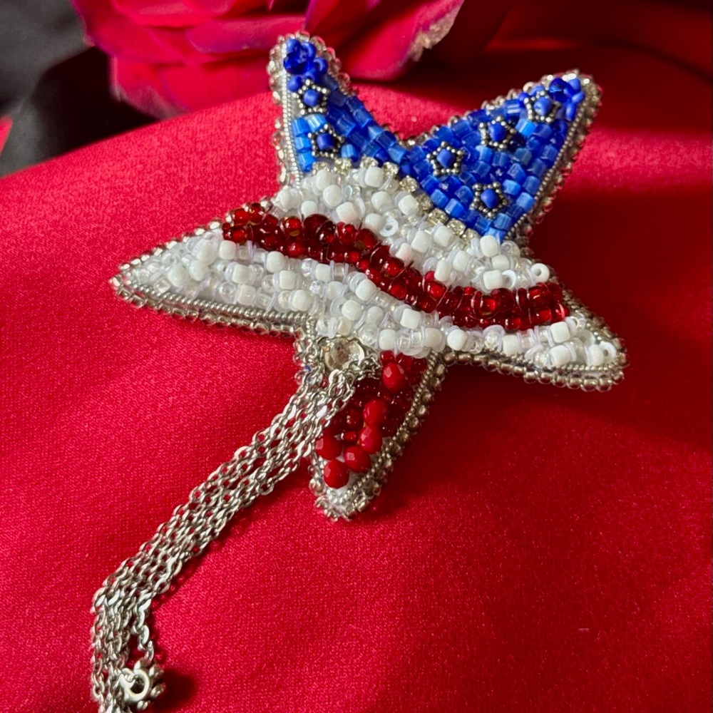 American flag star Brooch